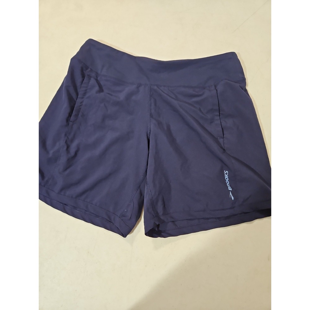 Brooks Running Shorts Womens Medium 32"W Liner Pockets Dark Blue (1885